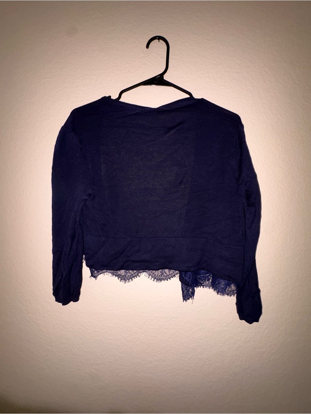 Tommy Hilfiger Navy Lace-Trim Open Cardigan - Picture 3 of 3